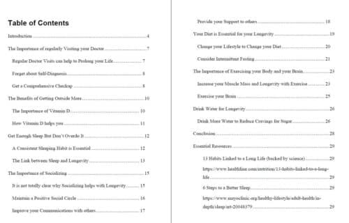 Aging Secrets ebook TOC
