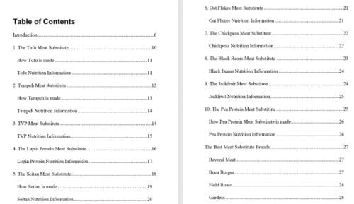 Best Substitutes For Meat Book TOC